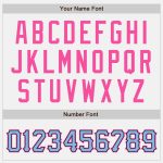 Custom Name Number Bomber Jacket Light Blue Pink Black White Pinstripe Varsity Full-Snap Letterman Style Personalized White