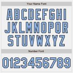 Custom Name and Number Unisex Softball Jersey in White Black Pinstripe Light Blue - Two-Button Design Personalized White
