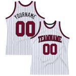 Custom Name Number Personalized Basketball Jersey Maroon White Black Pinstripe Authentic Team Gear Personalized White Black
