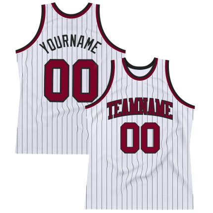 Custom Name Number Personalized Basketball Jersey Maroon White Black Pinstripe Authentic Team Gear Personalized White Black