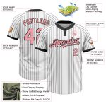 Custom Name and Number Unisex Softball Jersey - Personalized Pink Two-Button Medium White Black Pinstripe Personalized White