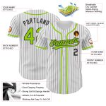 Personalized Custom Name Number Authentic Baseball Jersey - White Black Pinstripe Neon Green Personalized White Black Pinstripe