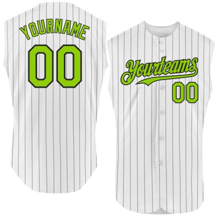 Customizable Neon Green Pinstripe Baseball Jersey - Personalized Authentic Sleeveless with Team Name and Number Personalized