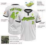 Custom Name Number Neon Green Pinstripe Softball Jersey Unisex Two-Button Personalized Black White Design Personalized White
