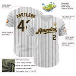 Personalized Authentic Baseball Jersey - White Black Pinstripe Old Gold Design Personalized White Black Pinstripe Old Gold