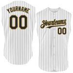 Custom Name Number Baseball Jersey - Personalized White Black Pinstripe Authentic Sleeveless Old Gold Team Apparel Personalized