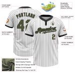 Custom Team Name Number Unisex Softball Jersey Personalized Olive Black White Pinstripe Two-Button Personalized White Black