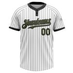 Custom Team Name Number Unisex Softball Jersey Personalized Olive Black White Pinstripe Two-Button Personalized White Black