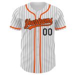 Customizable Authentic Baseball Jersey - Personalized Pinstripe Design with Name & Number in White, Black, and Orange Personalized