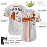 Customizable Authentic Baseball Jersey - Personalized Pinstripe Design with Name & Number in White, Black, and Orange Personalized