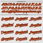 Custom Personalized Baseball Jersey with Raglan Sleeves, White Black Pinstripe, Orange-Black, Team Name and Number Personalized