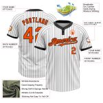 Custom Two-Button Unisex Softball Jersey in White Black Pinstripe with Personalized Name and Number Personalized White Black