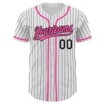 Custom Authentic Baseball Jersey - Personalized Pink Black White Pinstripe Team Name & Number Personalized White Black Pinstripe