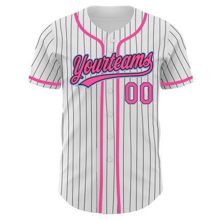Custom Baseball Jersey Authentic Personalized Team Name Number White Black Pinstripe Pink Light Blue Personalized White Black