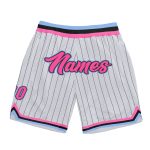 Custom Name Number Personalized Basketball Shorts Pink Light Blue Black White Pinstripe Authentic Team Gear Personalized