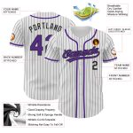 Customizable Purple Pinstripe Baseball Jersey with Name and Number - Authentic White and Black Team Design Personalized White