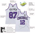 Custom Personalized Purple-Gray Black White Pinstripe Basketball Jersey with Name and Number Authentic Team Design Personalized