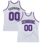 Custom Personalized Purple-Gray Black White Pinstripe Basketball Jersey with Name and Number Authentic Team Design Personalized