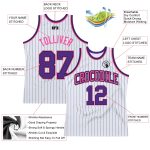 Custom Authentic Basketball Jersey - Personalized White Black Pinstripe with Purple Pink - Team Name & Number Personalized
