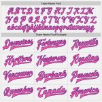 Custom Varsity Letterman Jacket with Personalized Team Name & Number - White Black Pinstripe Purple Pink Full-Snap Bomber