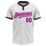 Custom Unisex Softball Jersey Personalized Pinstripe Black White Purple-Pink Two-Button with Name and Number Personalized