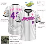 Custom Unisex Softball Jersey Personalized Pinstripe Black White Purple-Pink Two-Button with Name and Number Personalized