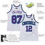 Custom Name Number Personalized Basketball Jersey Authentic White Black Pinstripe Purple Teal Personalized White Black Pinstripe