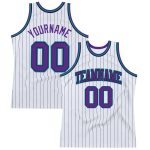 Custom Name Number Personalized Basketball Jersey Authentic White Black Pinstripe Purple Teal Personalized White Black Pinstripe