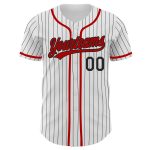Custom Authentic Baseball Jersey with Personalized Name and Number - Red White Black Pinstripe Personalized White Black Pinstripe