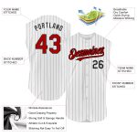 Custom Personalized Authentic Baseball Jersey - White Black Red Sleeveless, Team Name & Number Personalized White Black Pinstripe