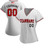 Custom American Flag Softball Jersey with Personalized Name & Number - White Black Pinstripe Red-Black Design Personalized