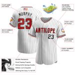 Custom American Flag Softball Jersey with Personalized Name & Number - White Black Pinstripe Red-Black Design Personalized