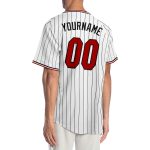 Personalized Red-Black Authentic Baseball Jersey with White Black Pinstripe Design Personalized White Black Pinstripe Red-Black