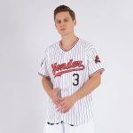 Custom Team Name Number Jersey - Personalized Black White Red Pinstripe Authentic Baseball Jersey Personalized White Black