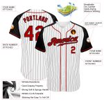 Custom Name Number Baseball Jersey - Personalized Red Black White Pinstripe Authentic Raglan Sleeves Personalized White Black