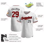 Custom Pinstripe Softball Jersey - Personalized Red-Black Team Name & Number - Authentic White Black Design Personalized