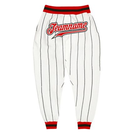 Custom Team Sports Pants with Pinstripe Design, Personalized Name & Number in White and Black Personalized White Black Pinstripe
