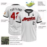 Custom Name and Number Softball Jersey Unisex Two-Button Red Black Pinstripe Personalized Design Personalized White Black