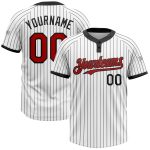 Custom Name and Number Softball Jersey Unisex Two-Button Red Black Pinstripe Personalized Design Personalized White Black
