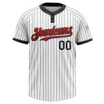 Custom Name and Number Softball Jersey Unisex Two-Button Red Black Pinstripe Personalized Design Personalized White Black