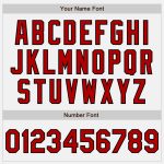 Personalized Unisex Softball Jersey - White Black Pinstripe Two-Button Red Design Personalized White Black Pinstripe Red