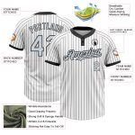 Custom Name and Number Unisex Softball Jersey - Personalized Silver Black Two-Button Pinstripe in White and Black Personalized