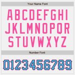 Custom Name and Number Pinstripe Bomber Jacket in Sky Blue Pink - Personalized Full-Snap Varsity Letterman Jacket Personalized