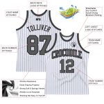 Custom Authentic Basketball Jersey with Personalized Name and Number - White Black Pinstripe Steel Gray Personalized White
