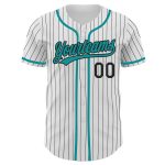 Custom Teal Pinstripe Baseball Jersey with Personalized Name & Number - Authentic White & Black Team Gear Personalized White