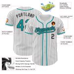 Custom Teal Pinstripe Baseball Jersey with Personalized Name & Number - Authentic White & Black Team Gear Personalized White