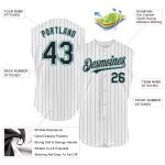 Custom Personalized Teal Black White Pinstripe Baseball Jersey Sleeveless with Team Name and Number Personalized White Black