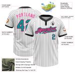 Custom Name Number Unisex Softball Jersey Personalized Teal Pink Black White Pinstripe Two-Button Design Personalized White