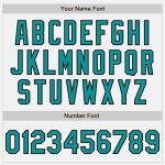 Customizable Two-Button Unisex Softball Jersey in White Black Pinstripe Teal with Name and Number Personalized White Black