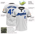 Custom Name & Number Unisex Softball Jersey - Personalized Thunder Blue Black Pinstripe Two-Button Style Personalized White